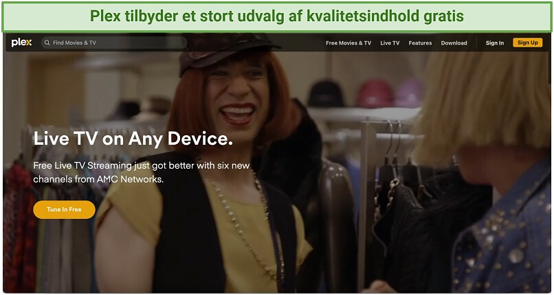 Et screenshot af Plex's hjemmeside